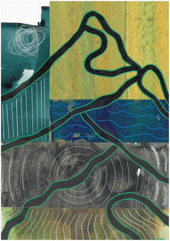 Lines Between Stillness and Storm, Mixed media on paper