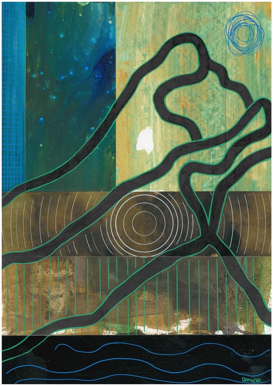 Quiet Sea, Loud Thoughts, Mixed media on paper