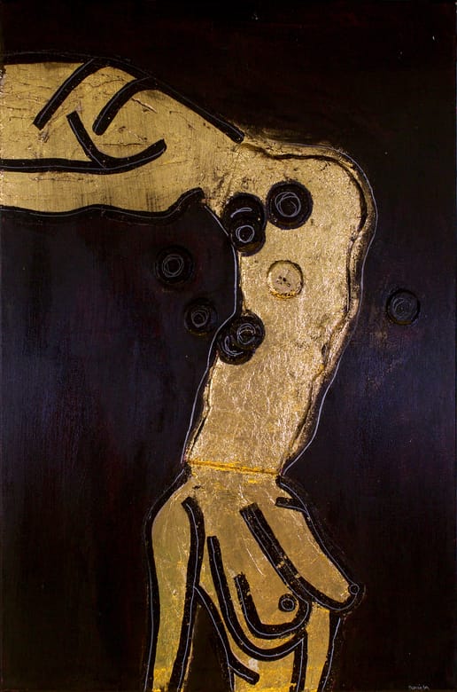 The Other Within the Self, Acrylic, champagne gold leaf, foam and varnish on canvas